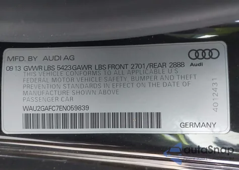 2014 Audi A7 Prestige из США, поврежденный, VIN WAU2GAFC7EN059839